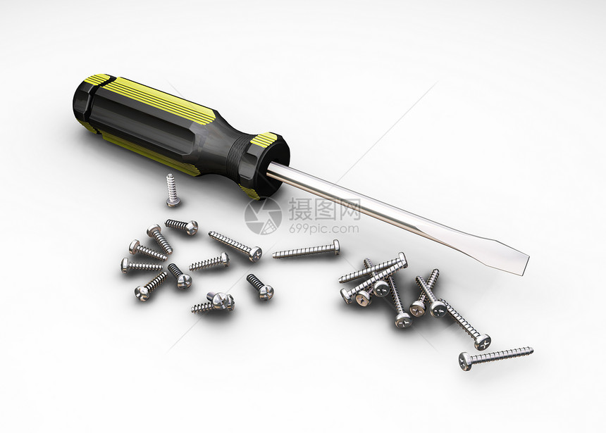 螺刀和螺丝工程工具金属插图机械概念白色工程师商业图片