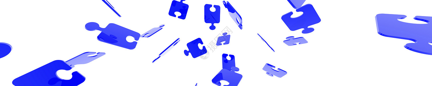 谜题打字器白色游戏商业横幅水平插图挑战解决方案会议蓝色背景图片
