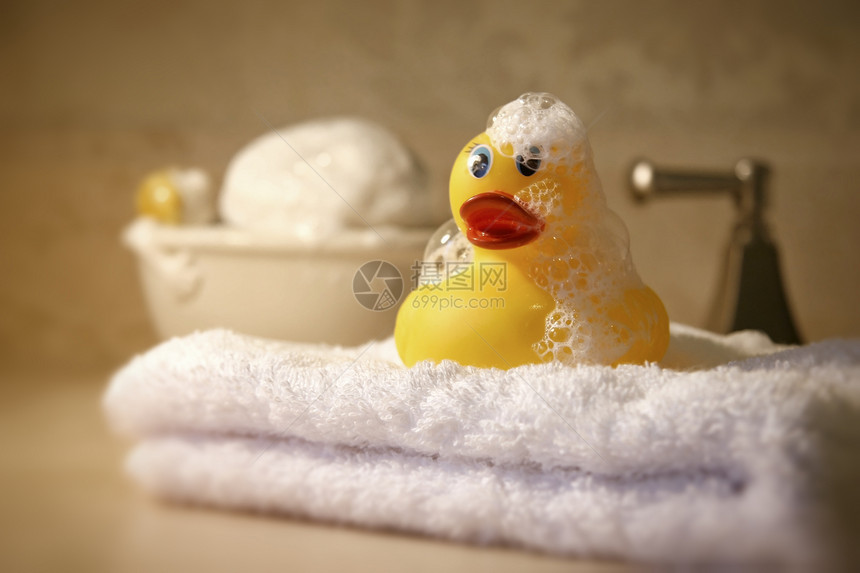 洗澡时间乐趣孩子们黄色童年毛巾浴室物品淋浴小鸭子玩具图片