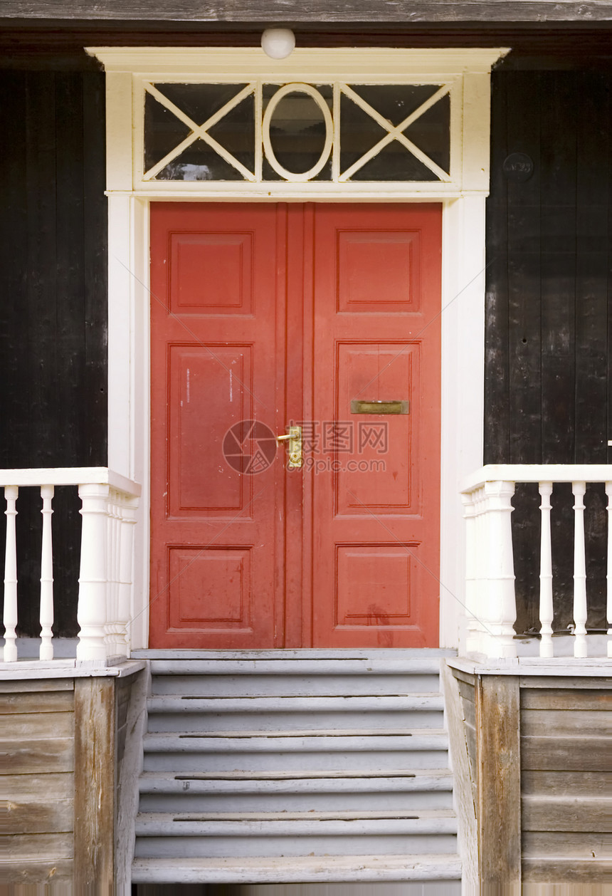 门详细细节建筑门廊住宅惊吓木头红色入口房子大厦建筑学图片