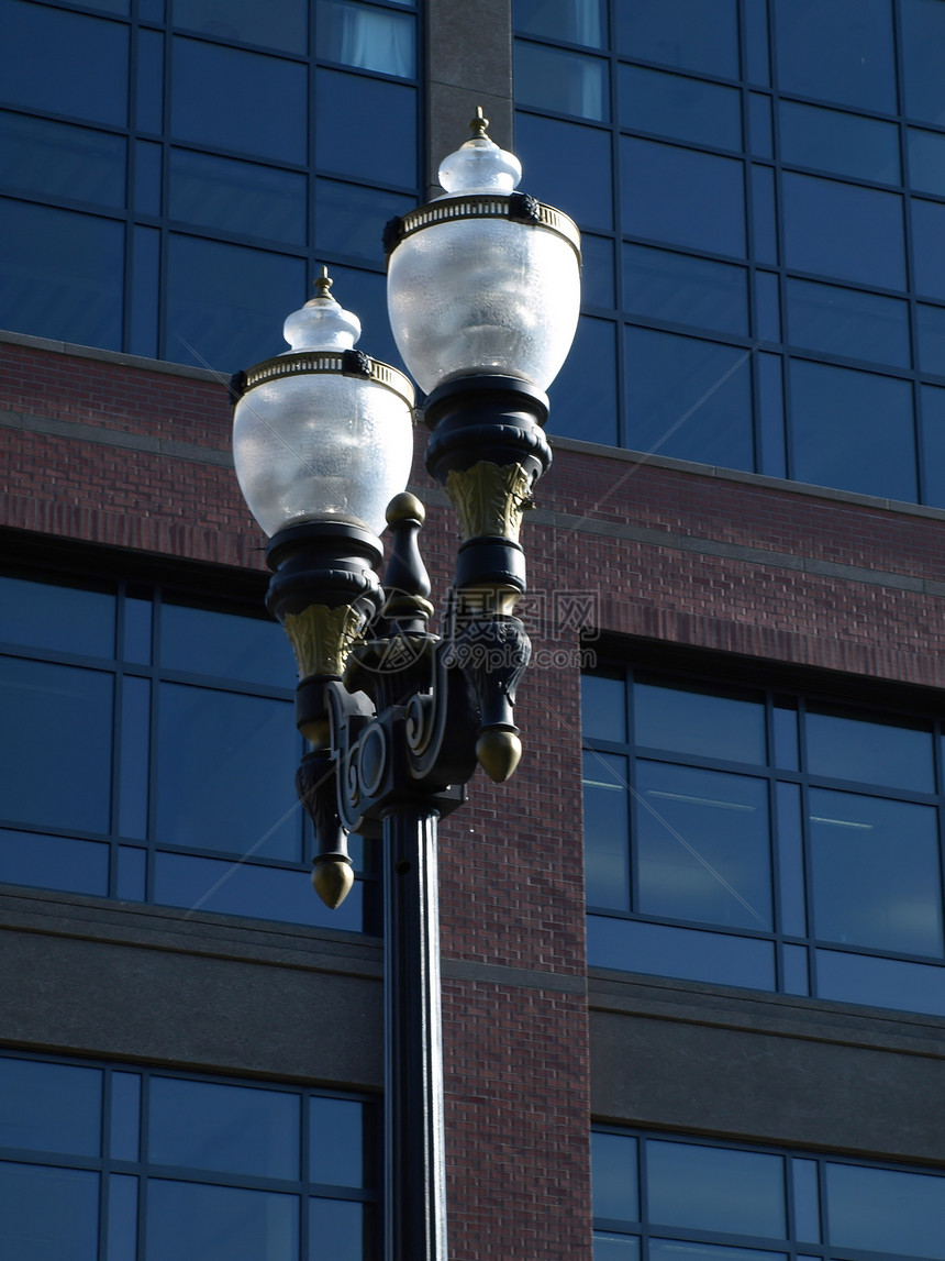 双灯金属蓝色玻璃照明建筑灯泡电气建筑学灯柱灯笼图片