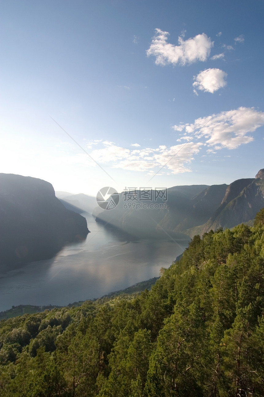 挪威 Sognefjord峡谷蓝色力量卡片渠道风景天空游客运河邮政图片