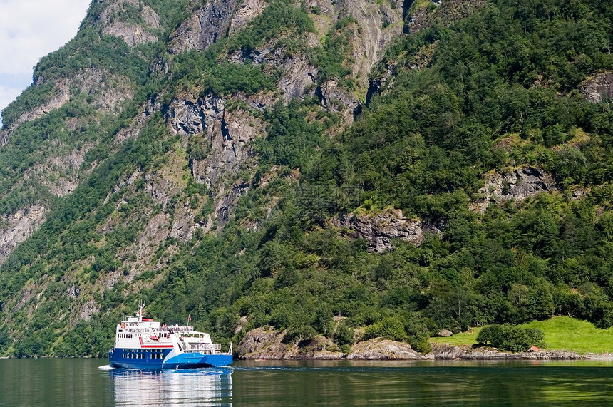 挪威 Sognefjord渡船运河邮政吸引力风景峡谷游客力量峡湾蓝色图片
