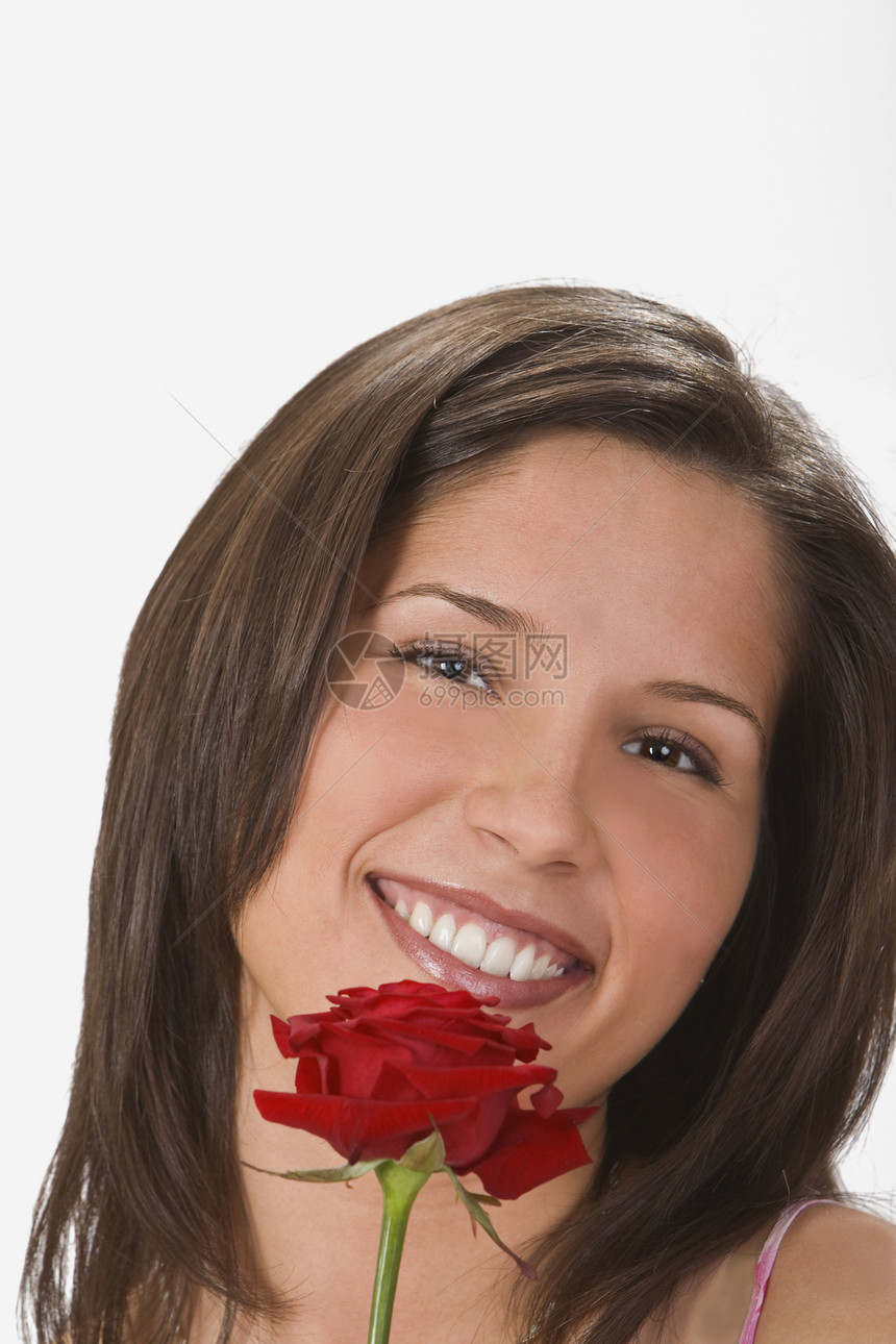 玫瑰后面的微笑图片