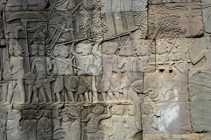 柬埔寨的雕墙图片