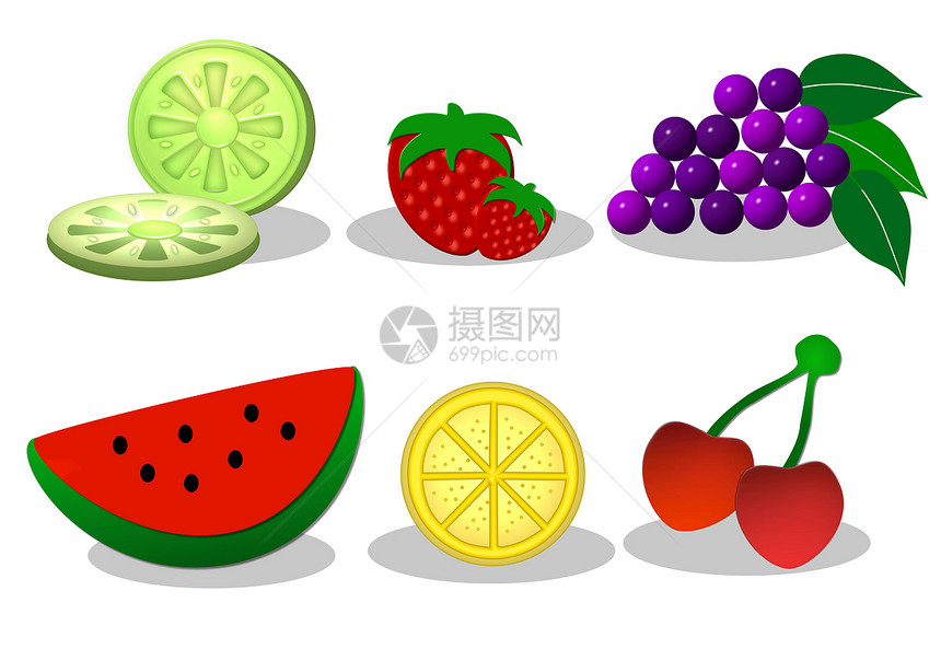 一套水果食物插图维生素柠檬情调异国图片
