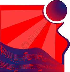 红色背景上的注释温室波浪音乐岩石镜子线条节日交响乐曲线太阳光线背景图片