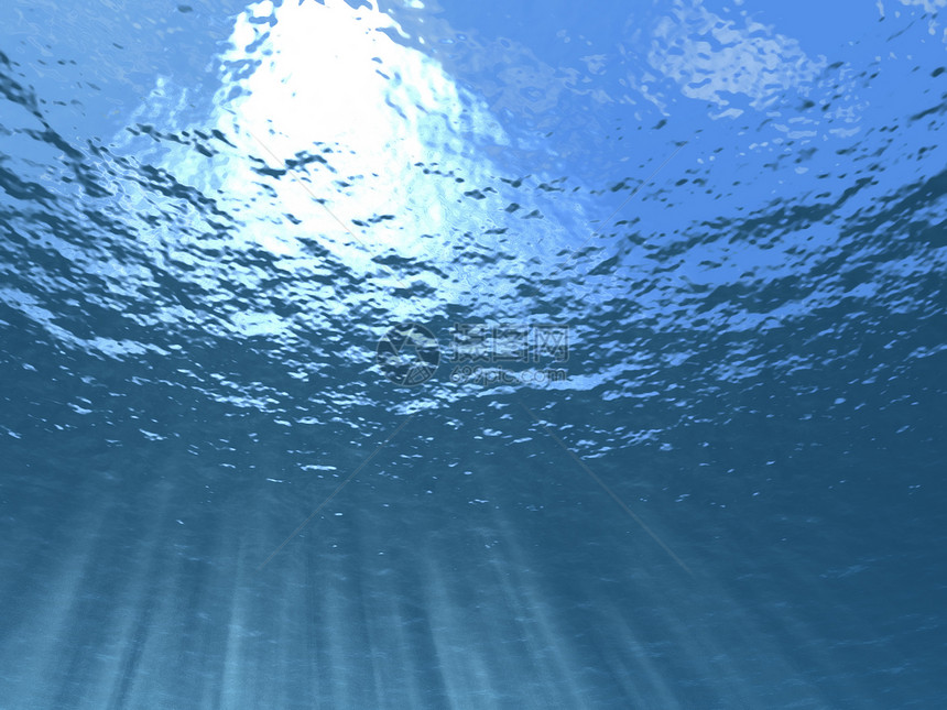 太阳束在水下横梁呼吸管空气热带条纹海岸蓝色海洋假期插图图片