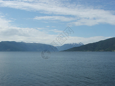 挪威Sogne Fiord峡湾渡船背景图片