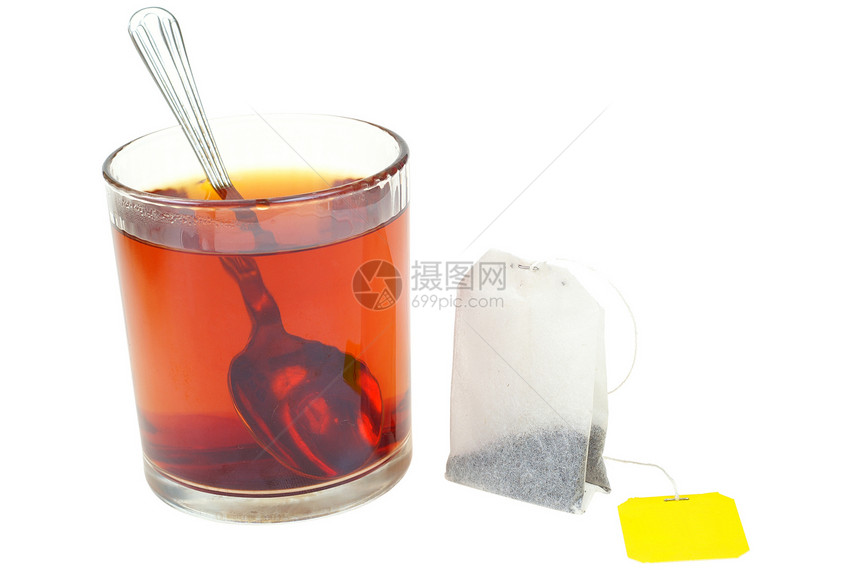 茶饮料勺子宏观黑色包装玻璃图片