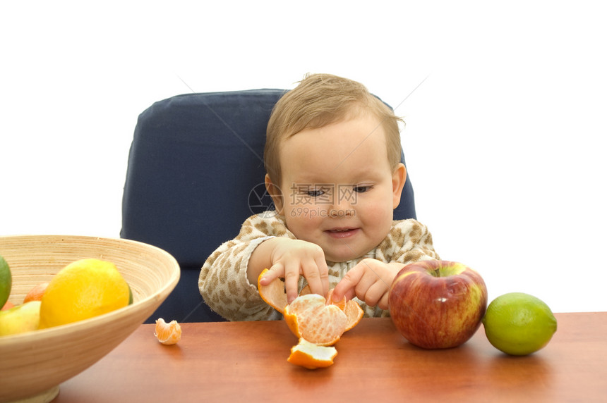 婴儿吃水果免疫女孩橙子食物柠檬孩子图片