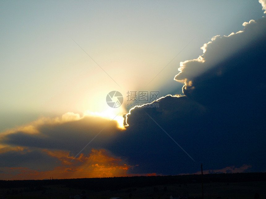 云层后日落图片