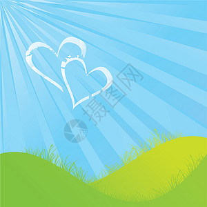 爱歌顿牧场云心形状热情天堂草地牧场天气空气地平线草本植物天空场地插画