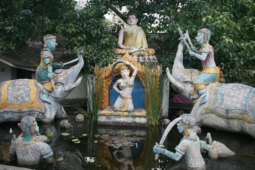 发芽的泉源旅行天空喷泉石头雕塑热带宗教传统情调文化图片