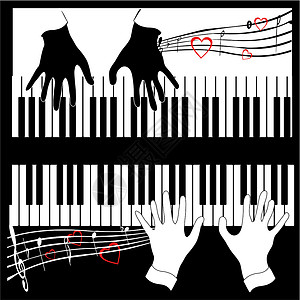 黑色弹钢琴您设计工程的矢量插图Name手套音乐黑色白色笔记插画