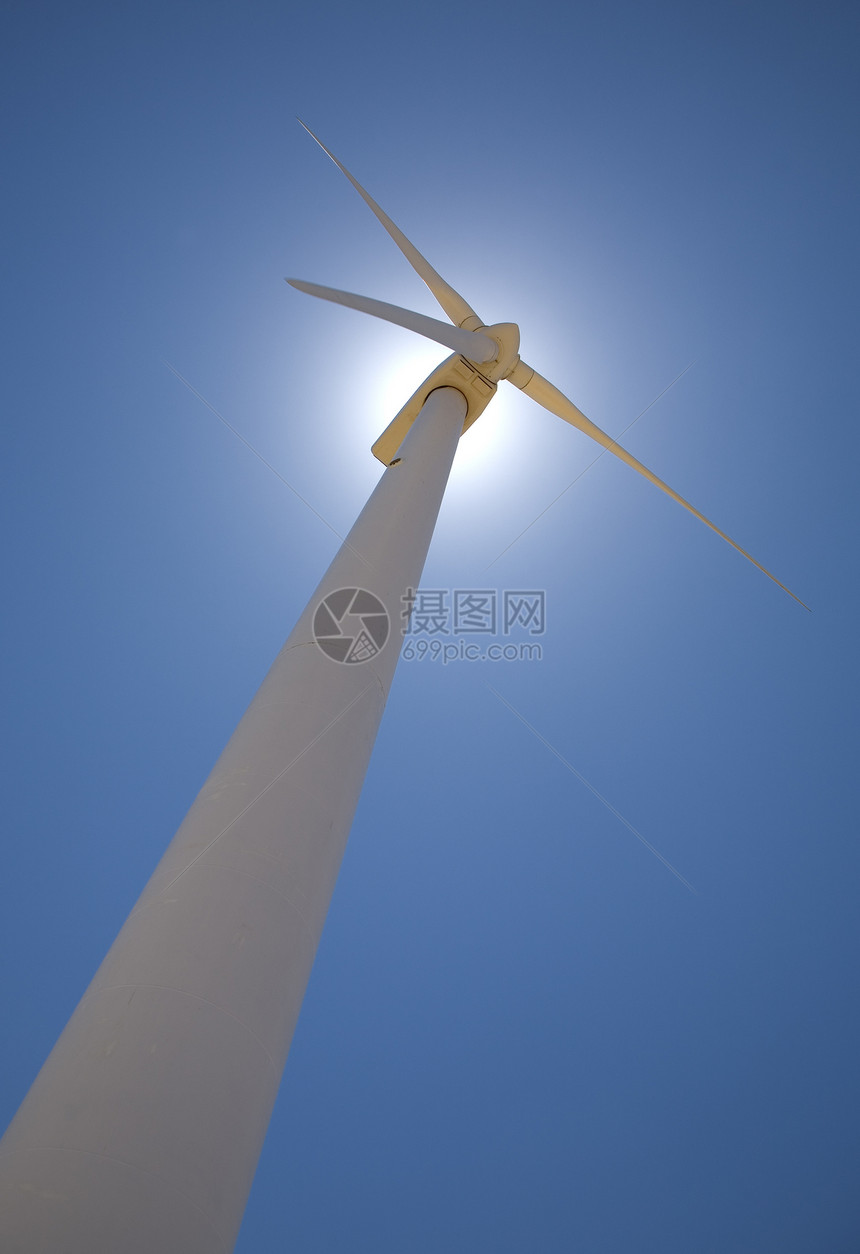 风力涡轮机太阳活力蓝色螺旋桨车削创新风车涡轮生产个性图片