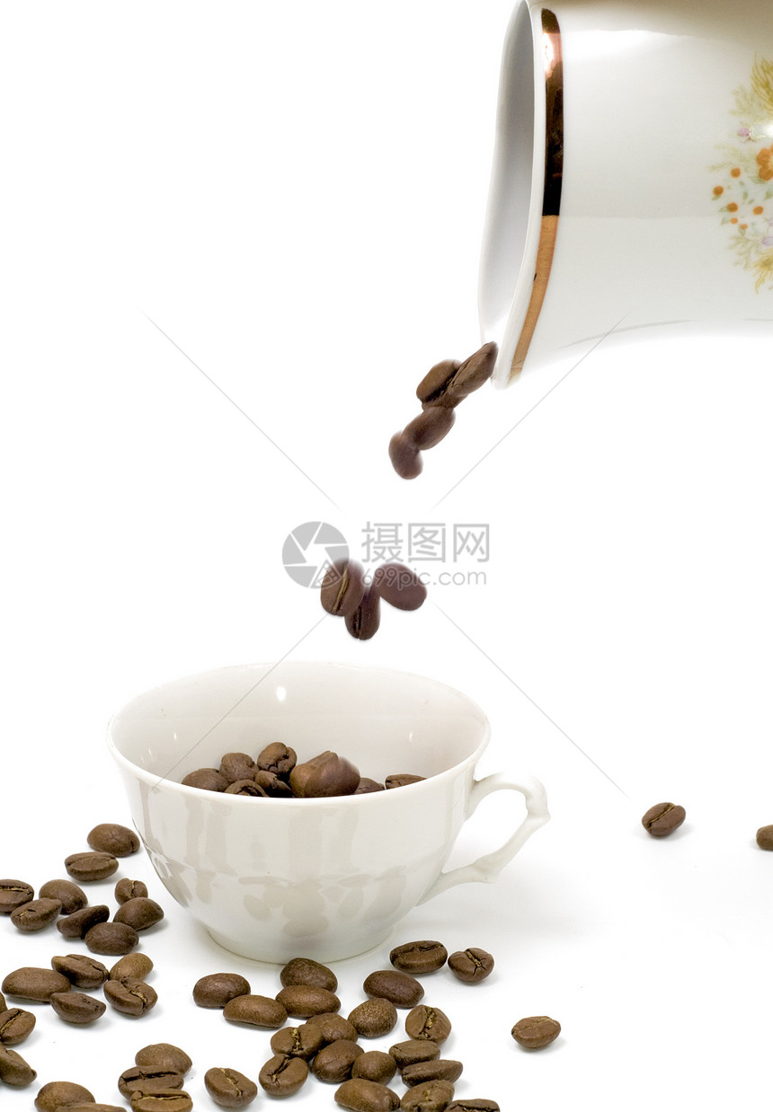 咖啡杯子摩卡白色豆子芳香水壶粮食图片
