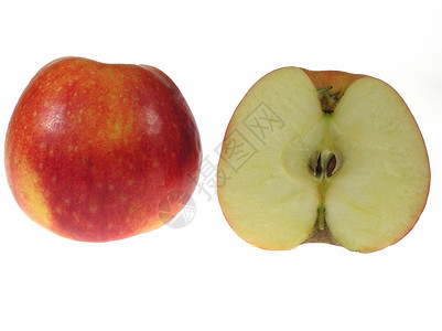 切苹果黄色水果红色宏观食物背景图片
