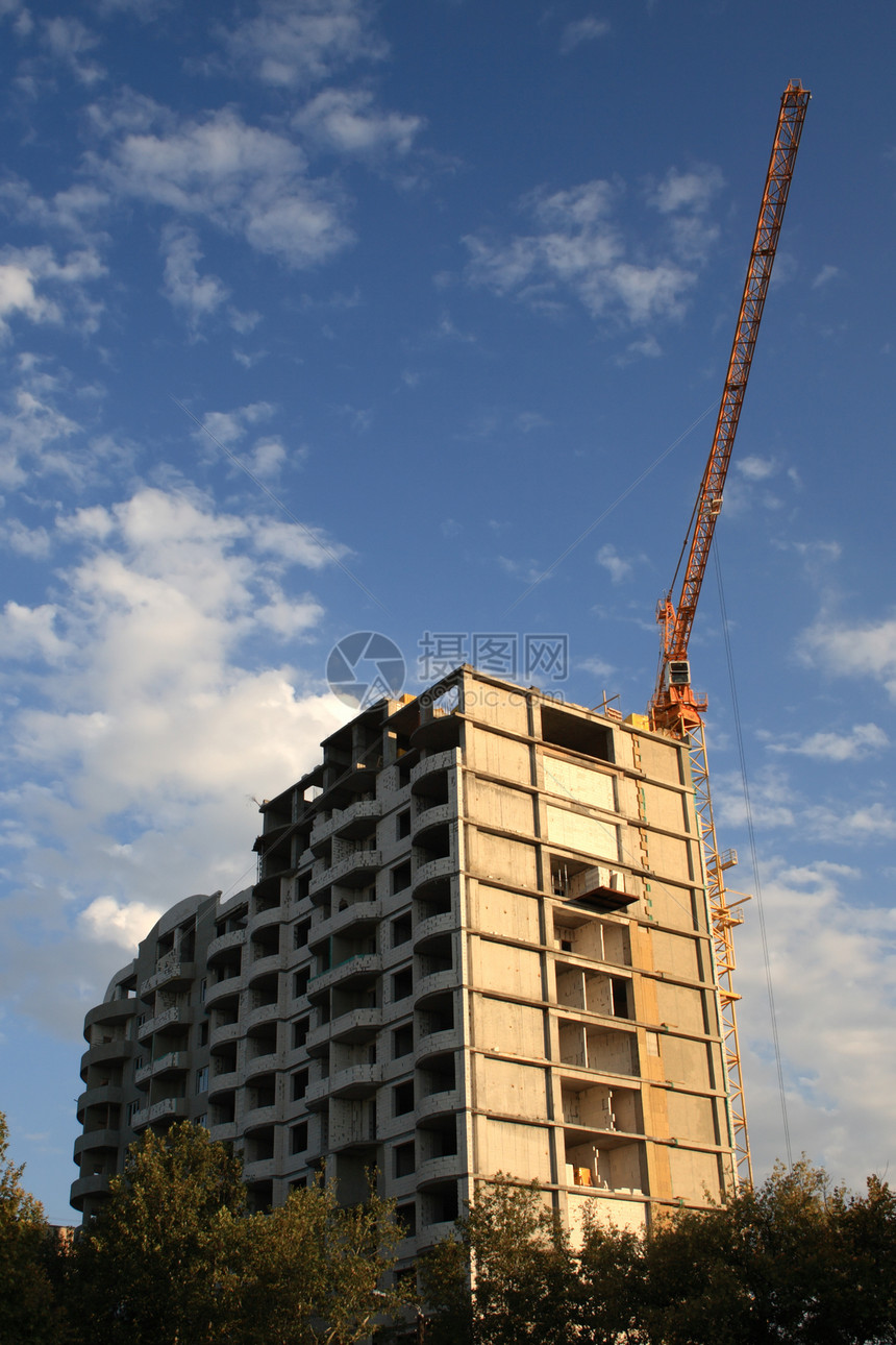 正在建造的房屋城市住房公寓安全项目水泥建筑商业天空光束图片