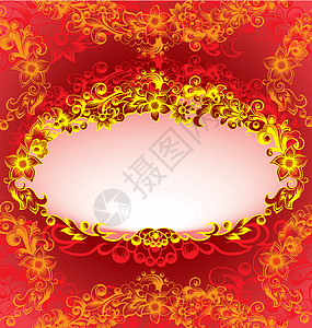 装饰性红花框架背景图片
