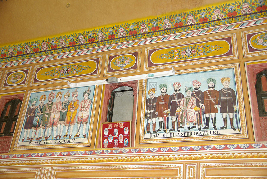 拉贾斯坦邦穆拉尔绘画建筑学房子古屋工作油漆艺术图片