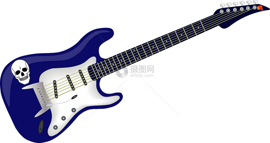蓝色电吉他细绳金属音乐家脖子岩石展示乐器吉他音乐图片