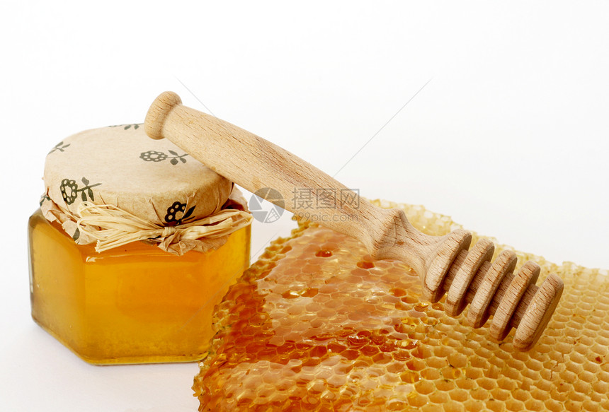 新鲜新蜂蜜营养蜜蜂味道产品甜点盖子黄色食物花蜜图片