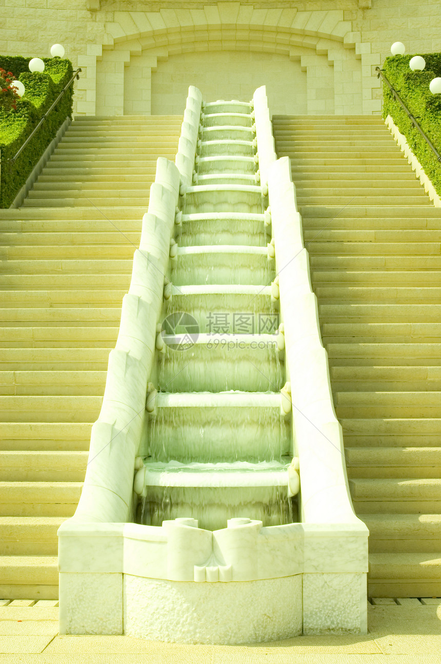 不喷泉瀑布花园反射公园脚步溪流梯子图片