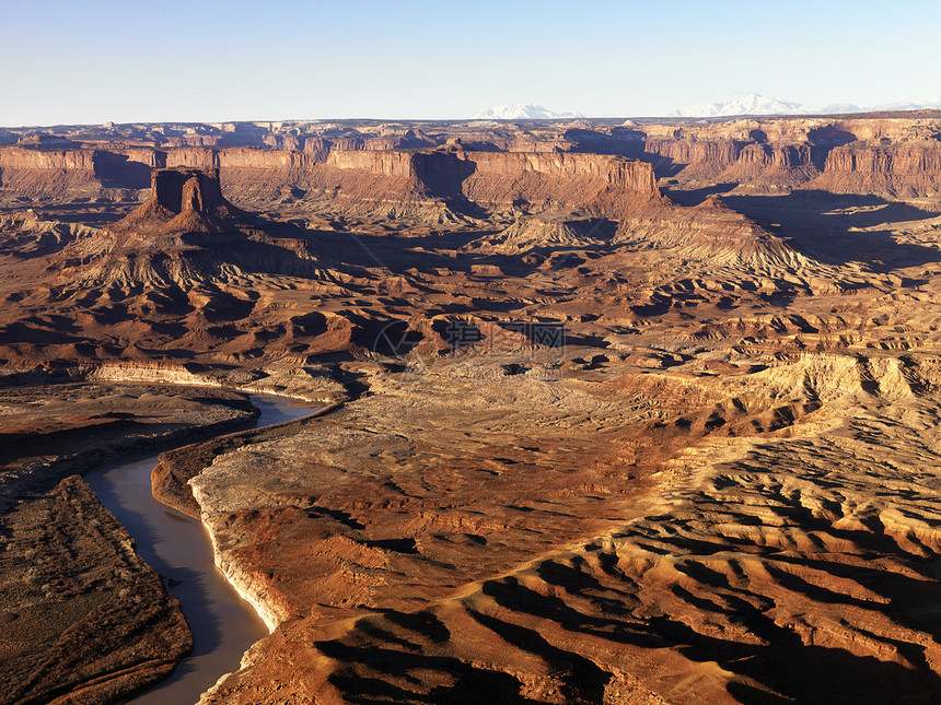 犹他州Canyonland国家公园河橙子天线风景沙漠台面岩石峡谷水平照片旅行图片