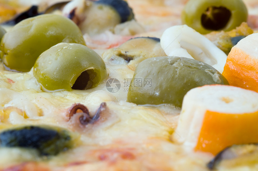 披萨比萨食物营养午餐香料面团海鲜味道洋葱香肠圆圈图片