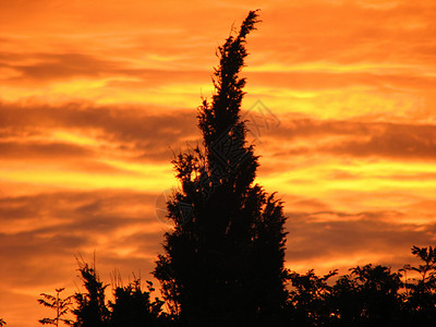 日落戏剧性太阳红色天空背景图片