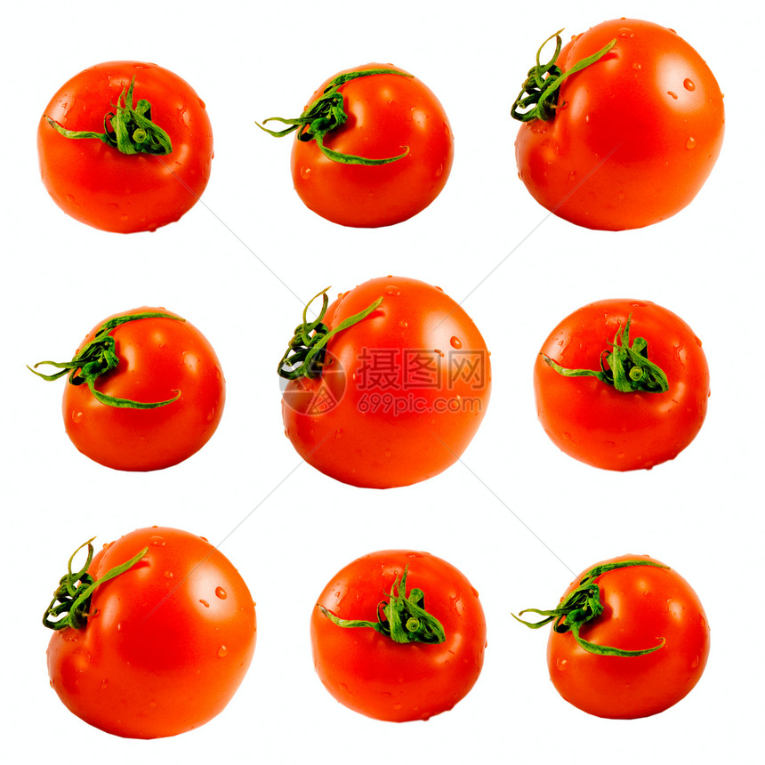 西红茄红色美食绿色植物蔬菜食物白色图片