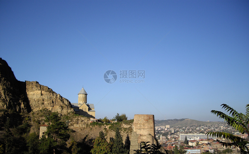 第比利斯市景地标天空旅行纪念碑历史性文化教会文明历史城堡图片