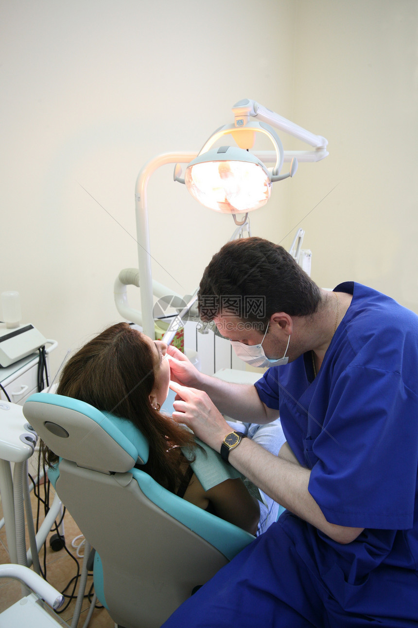 牙科外科办公室医疗手术牙齿口腔科医生白色女孩病人生活药品图片