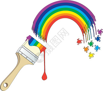 画彩虹彩虹画创造力工具插图艺术斑点刷子白色画家插画