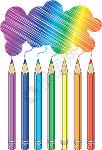 蜡笔创造力工具画家白色艺术插图彩虹斑点背景图片