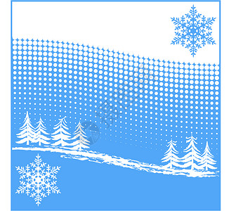蓝色冷杉冬季风景季节季节性白色蓝色装饰品冷冻插图水晶魔法插画