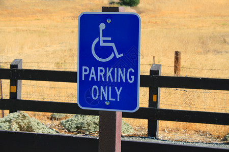 残疾人泊车专用标志公园街道法律白色汽车车道发动机执照蓝色安全背景图片