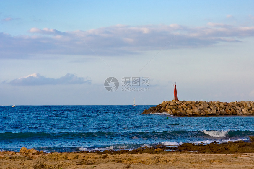 日落天空海岸假期蓝色旅行享受叶子地平线天堂海滩图片