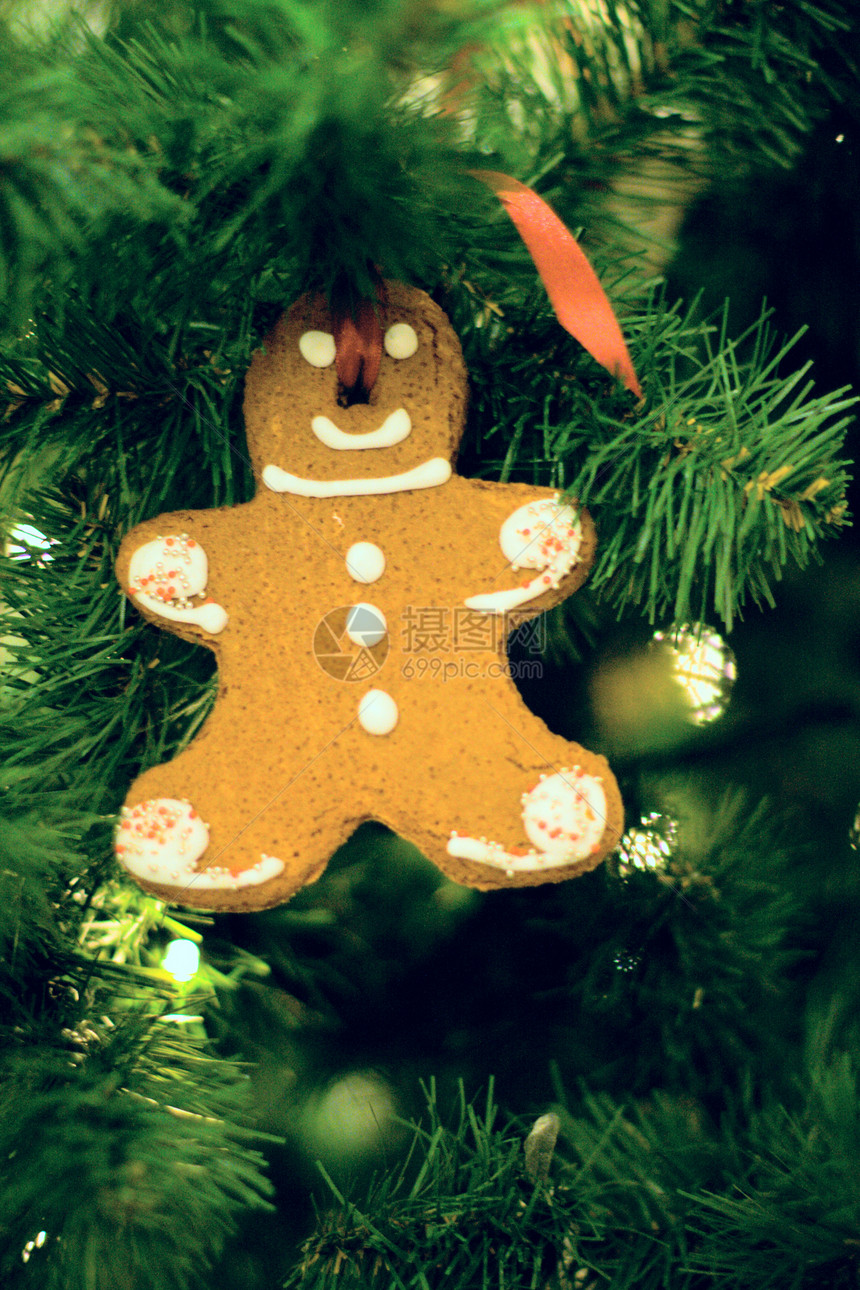 圣诞树男人松果微笑松树红色食物饼干雪人冰镇白色图片