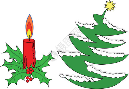 Xmas树和红蜡烛背景图片