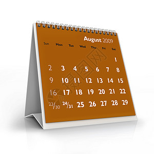2009年日历 2009年8月组织时间公司日程议程数字商业日记背景图片