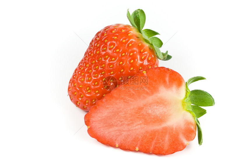 草莓密闭隔离食物叶子白色小吃饮食红色浆果甜点水果绿色图片