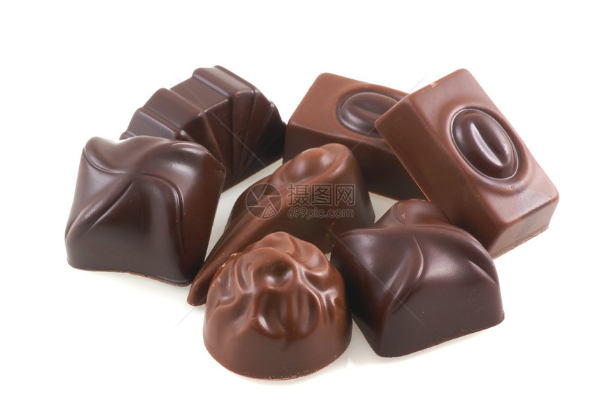比利时巧克力棕色糖果食物宏观白色甜点图片