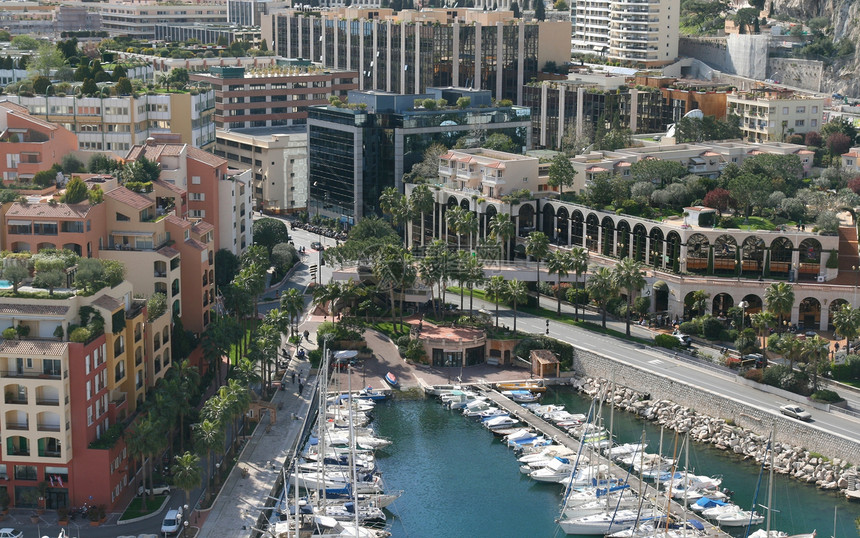 摩纳哥大奖赛海岸假期天空航海建筑学建筑物游艇蓝色港口图片