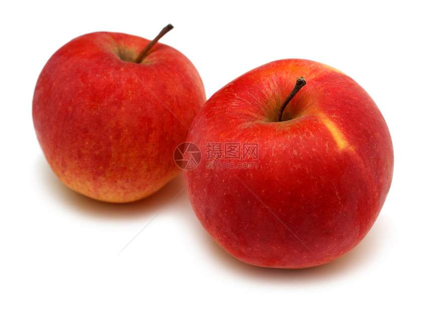 两个红亮苹果图片