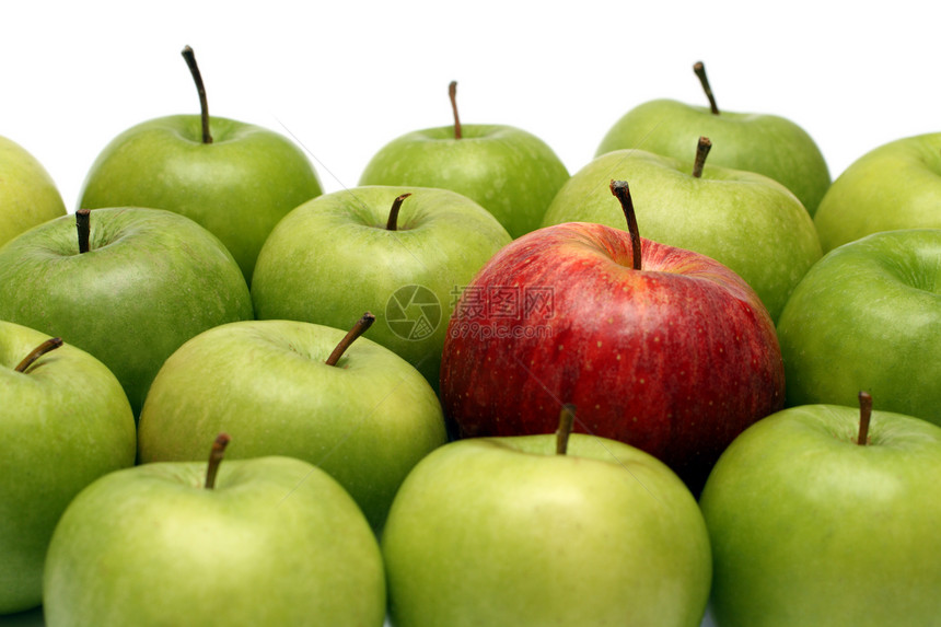 与苹果不同的概念Name白色想像力领导食物统治红色个性绿色水果权威图片