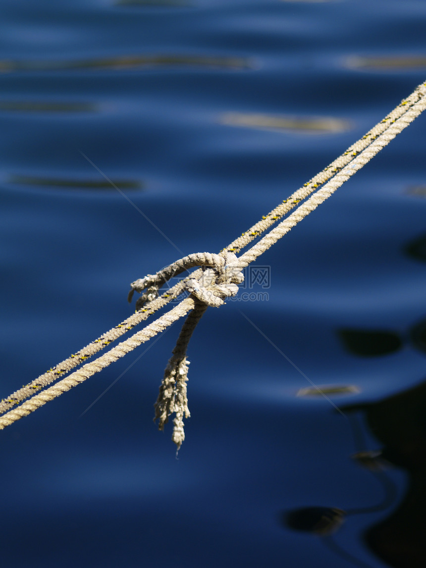 紧结的绳绳缆绳钢丝连贯性蓝色边界波浪图片