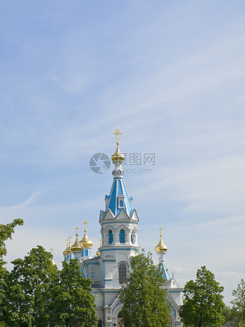 东方教会信任天空天炉信条遗产宗教绿色神殿寺庙圆顶图片