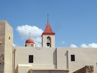 白色屋顶以色列希希腊东正教会背景